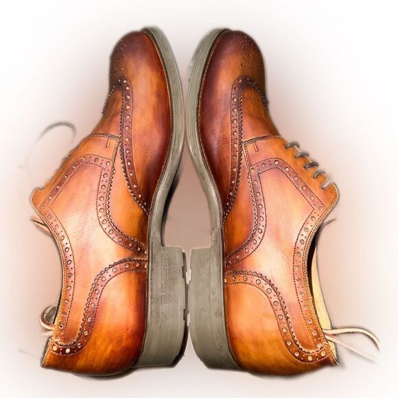 MAGNANNI Tormo Cognac Leather Wingtip Derby Shoe - Picture 7 of 11